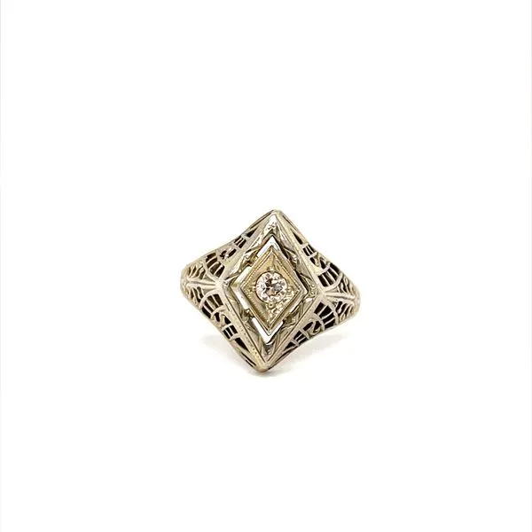 14K White Gold Estate Filigree Diamond Ring similar item image