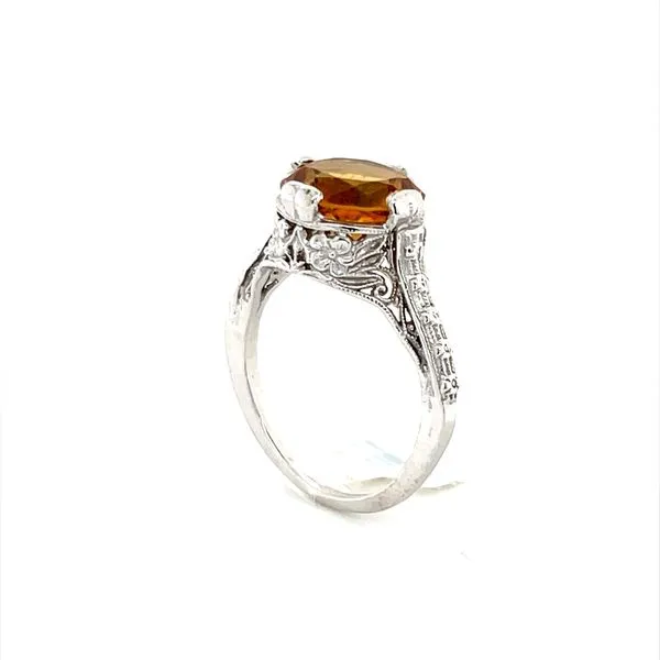 14K White Gold Estate Citrine Ring