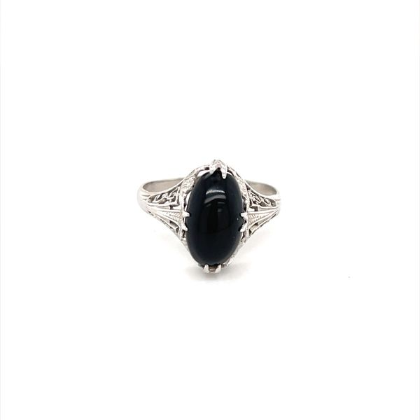 18K White Gold Estate Vintage Replica Onyx Ring Minor Jewelry Inc. Nashville, TN