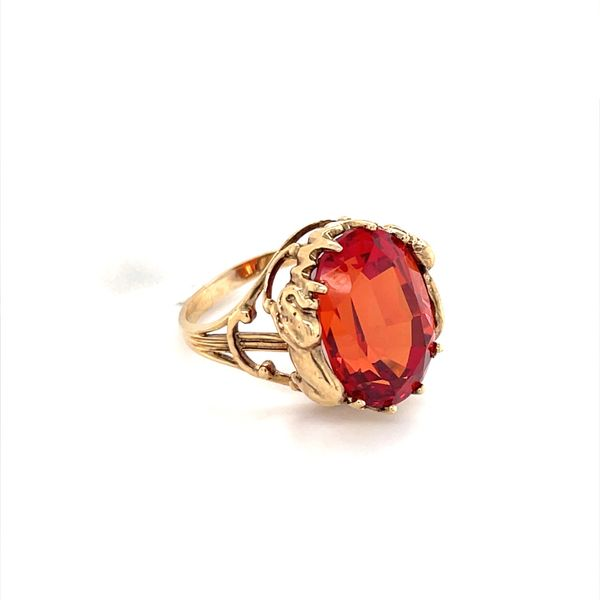 10K Yellow Gold Estate Orange Sapphire Ring in Elephant Setting Image 2 Minor Jewelry Inc. Nashville, TN