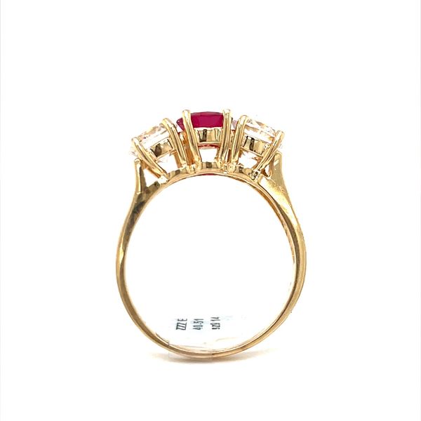 14K Yellow Gold Estate Red and White Cubic Zirconia Fashion Ring Image 2 Minor Jewelry Inc. Nashville, TN