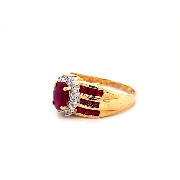 14K Yellow Gold Estate Ruby and Diamond Halo Ring Image 2 Minor Jewelry Inc. Nashville, TN