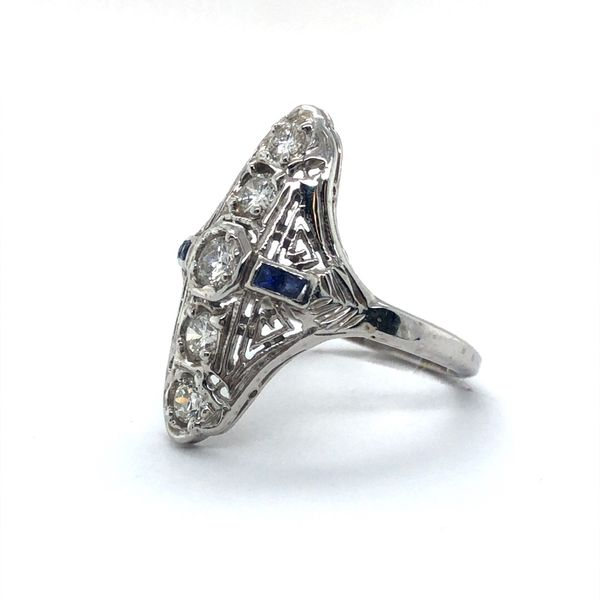 14K White Gold Estate Sapphire and Diamond Ring Minor Jewelry Inc. Nashville, TN