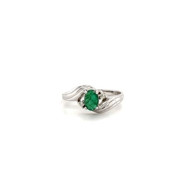 14K White Gold Estate Emerald and Diamond Ring Minor Jewelry Inc. Nashville, TN