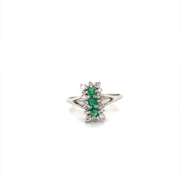 14K White Gold Estate Emerald and Diamond Ring Minor Jewelry Inc. Nashville, TN