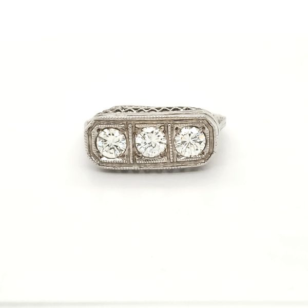 14K White Gold Estate Three Stone Diamond Ring Minor Jewelry Inc. Nashville, TN