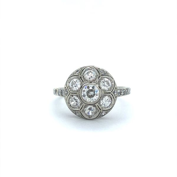 18K White Gold Estate c. 1960s Diamond Cluster Ring Minor Jewelry Inc. Nashville, TN