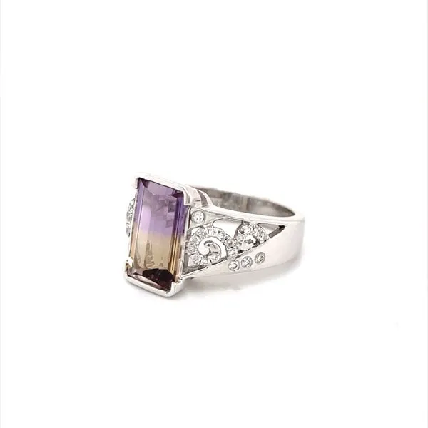 14K White Gold Estate Ametrine and Diamond Ring