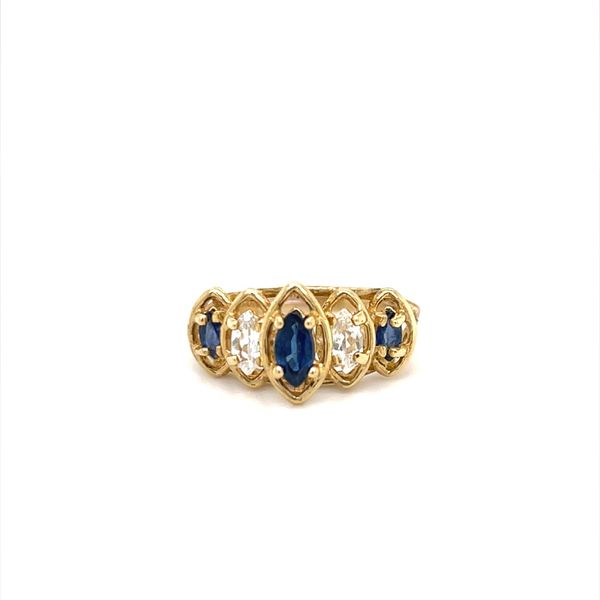 10K Yellow Gold Estate White and Blue Sapphire Ring Minor Jewelry Inc. Nashville, TN