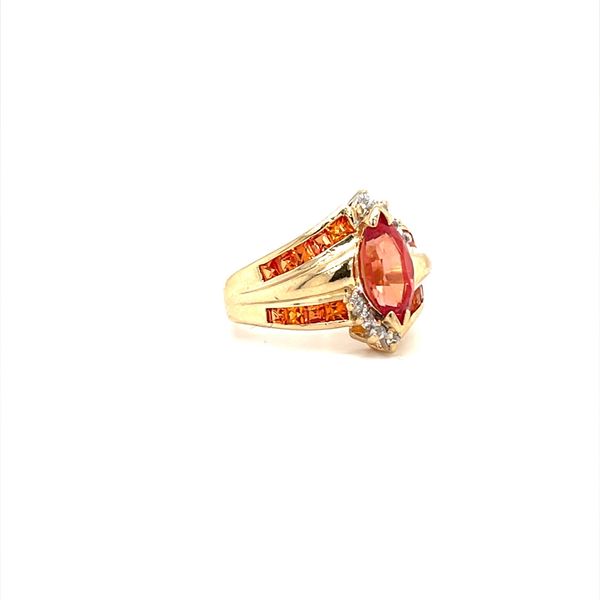 14K Yellow Gold Estate Orange Sapphire and Diamond Ring Image 2 Minor Jewelry Inc. Nashville, TN