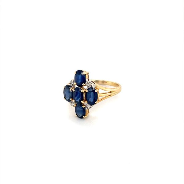 14K Yellow Gold Estate Sapphire and Diamond Flower Ring Minor Jewelry Inc. Nashville, TN