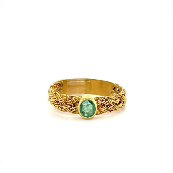 18K Yellow Gold Estate Emerald Fashion Ring with Braided Shank Minor Jewelry Inc. Nashville, TN