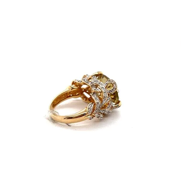 14K Yellow Gold Estate Lemon Quartz and Diamond Ring Image 2 Minor Jewelry Inc. Nashville, TN