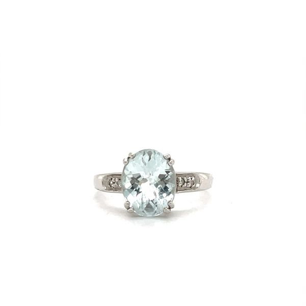 10K White Gold Estate Aquamarine and Diamond Ring Minor Jewelry Inc. Nashville, TN