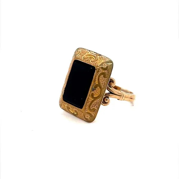 14K Yellow Gold Plated Estate Onyx Ring
