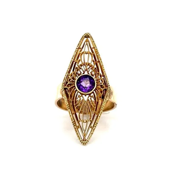 14K Yellow Gold Estate Filigree Amethyst Ring Minor Jewelry Inc. Nashville, TN