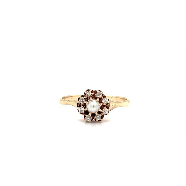 Diamond Cultured Pearl Ring Yellow 14K  Size 7.25 Minor Jewelry Inc. Nashville, TN