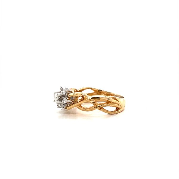14K Yellow Gold Estate Diamond Flower Ring with Braided Shank Image 2 Minor Jewelry Inc. Nashville, TN