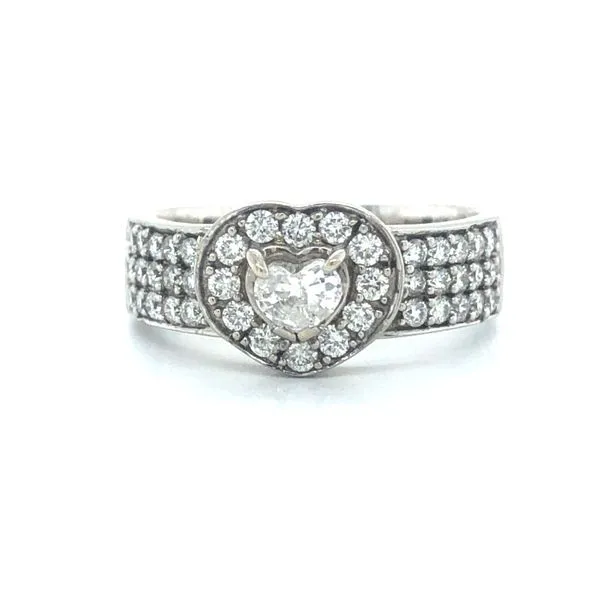 14KWhite Gold Estate Dimaond Halo Engagement Ring