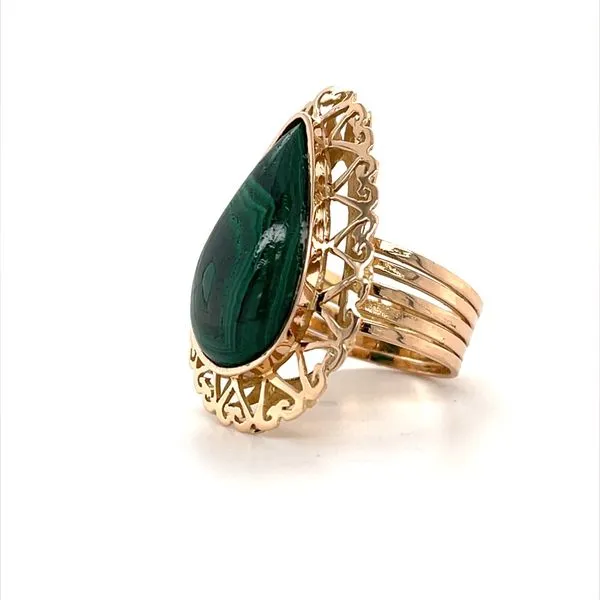 18K Yellow Gold Estate Malachite Fashion Ring Image 2 Minor Jewelry Inc. Nashville, TN