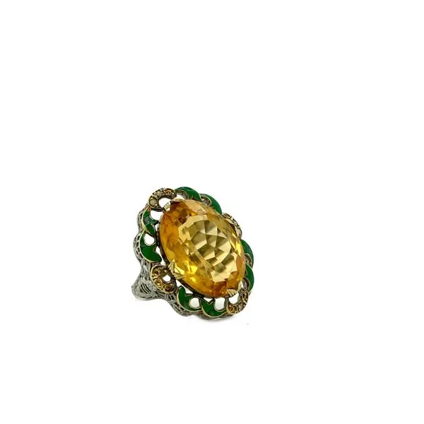 10K White Gold Estate Citrine Ring