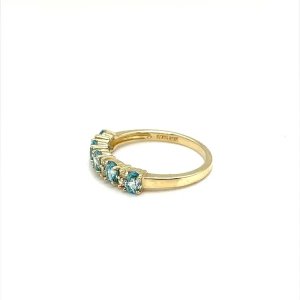 14K Yellow Gold Estate Blue Zircon and White Sapphire Ring