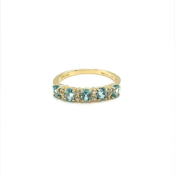 14K Yellow Gold Estate Blue Zircon and White Sapphire Ring
