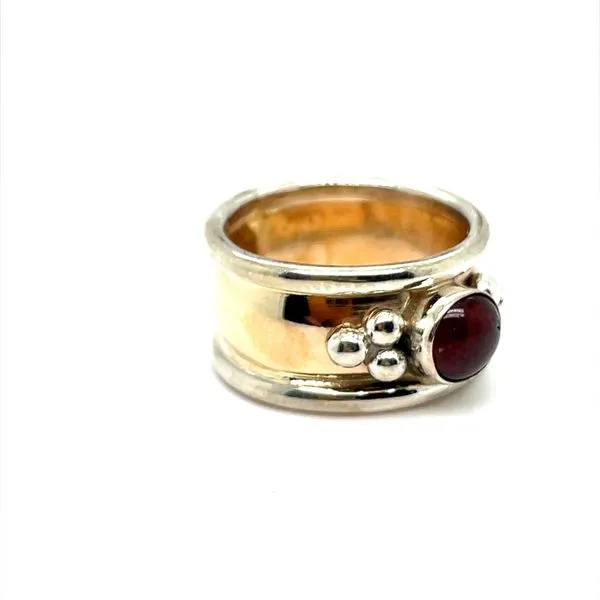 14K Yellow Gold and Sterling Silver Estate Garnet Ring
