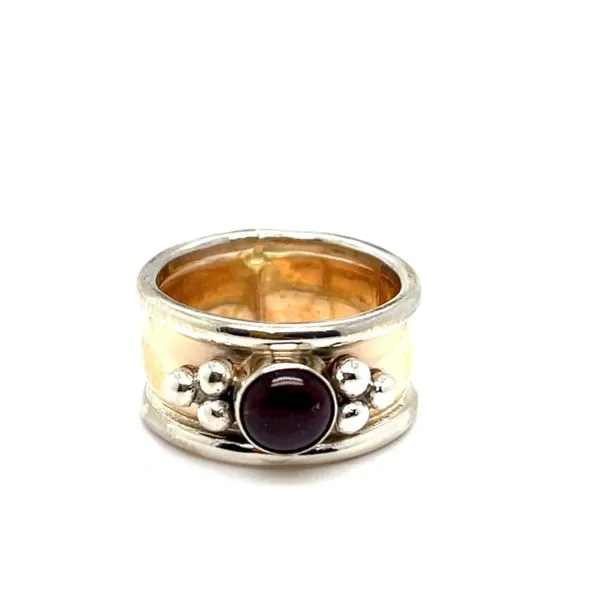 14K Yellow Gold and Sterling Silver Estate Garnet Ring