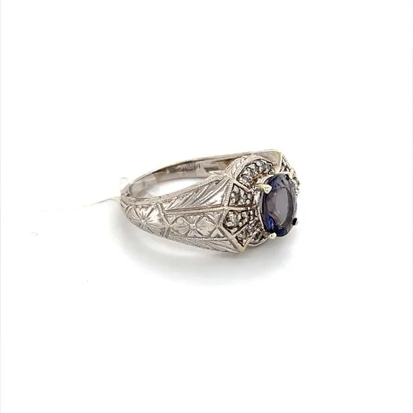 14K White Gold Estate Antique Iolite and Diamond Ring Image 2 Minor Jewelry Inc. Nashville, TN