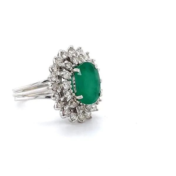 18K White Gold Estate Emerald and Diamond Ring Image 3 Minor Jewelry Inc. Nashville, TN