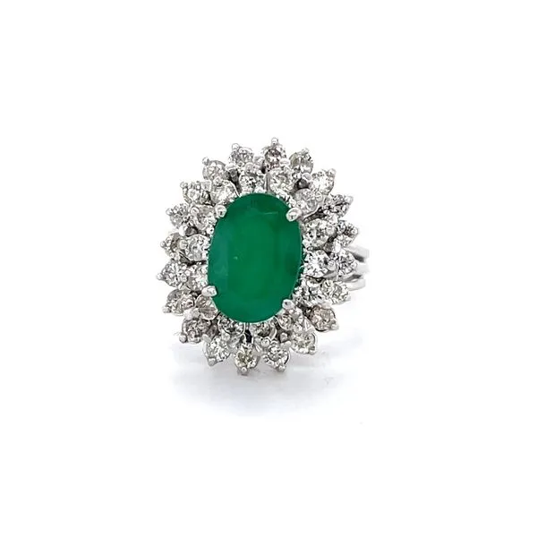 18K White Gold Estate Emerald and Diamond Ring Minor Jewelry Inc. Nashville, TN