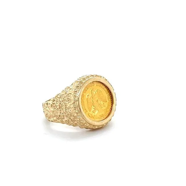 14K Yellow Gold Estate Dos Pesos Coin Ring