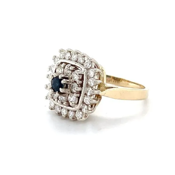 14K Yellow Gold Estate Sapphire and Diamond Ring