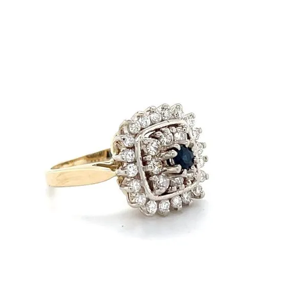 14K Yellow Gold Estate Sapphire and Diamond Ring