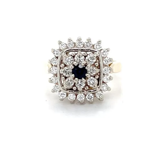 14K Yellow Gold Estate Sapphire and Diamond Ring
