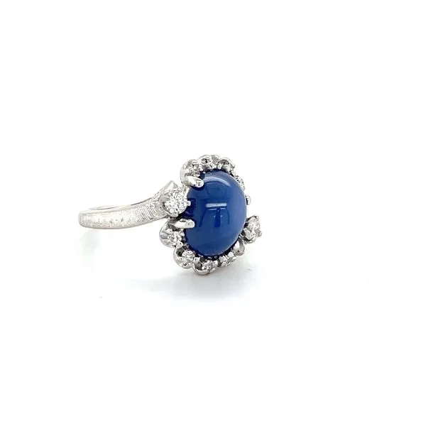 14K White Gold Estate Synthetic Sapphire And Diamond Ring Image 2 Minor Jewelry Inc. Nashville, TN