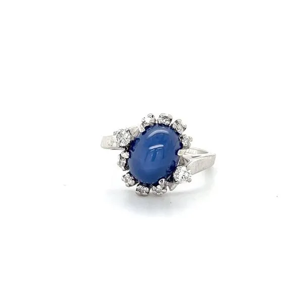 14K White Gold Estate Synthetic Sapphire And Diamond Ring Minor Jewelry Inc. Nashville, TN