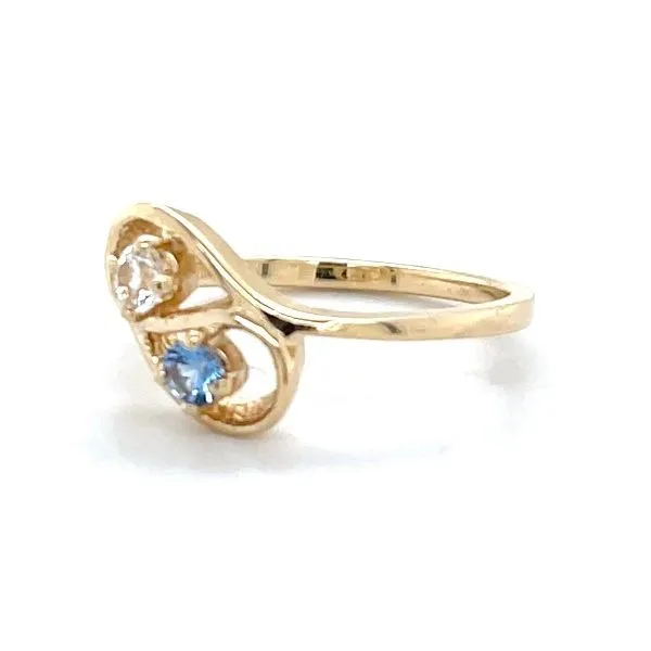 10K Yellow Gold Estate White and Blue Cubic Zirconia Ring Image 2 Minor Jewelry Inc. Nashville, TN