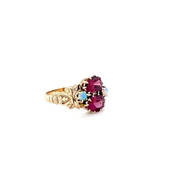 14K Yellow Gold Estate Opal and Rhodolite Garnet Ring Image 2 Minor Jewelry Inc. Nashville, TN