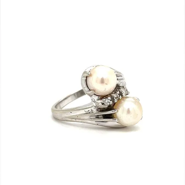 10K White Gold Estate Pearl and Diamond Ring Image 2 Minor Jewelry Inc. Nashville, TN