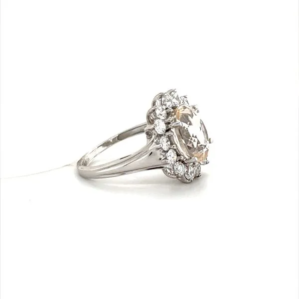 10K White Gold Estate Spinel and Cubic Zirconia Halo Ring
