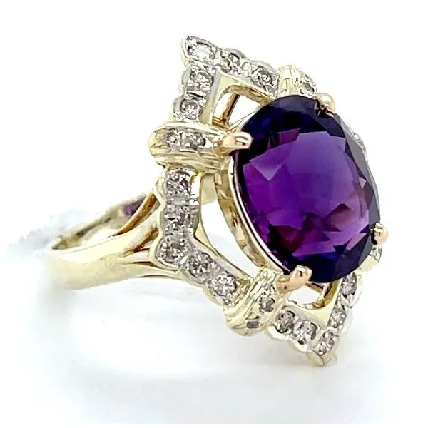 14K Yellow Gold Estate Amethyst and Diamond Ring Image 2 Minor Jewelry Inc. Nashville, TN