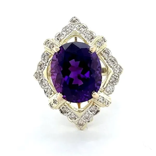 14K Yellow Gold Estate Amethyst and Diamond Ring Minor Jewelry Inc. Nashville, TN