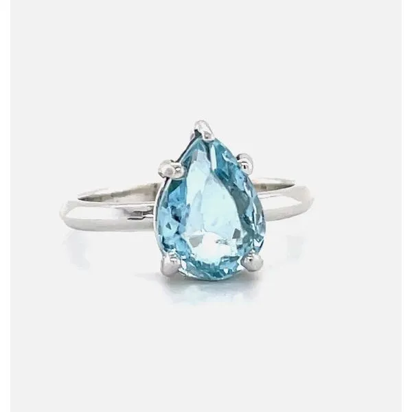 14K White Gold Estate Aquamarine Ring
