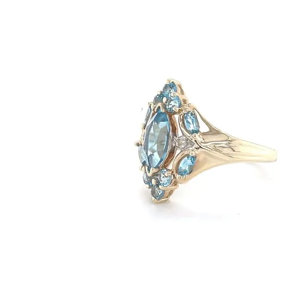 10K Yellow Gold Estate Blue Topaz and Diamond Ring Image 3 Minor Jewelry Inc. Nashville, TN