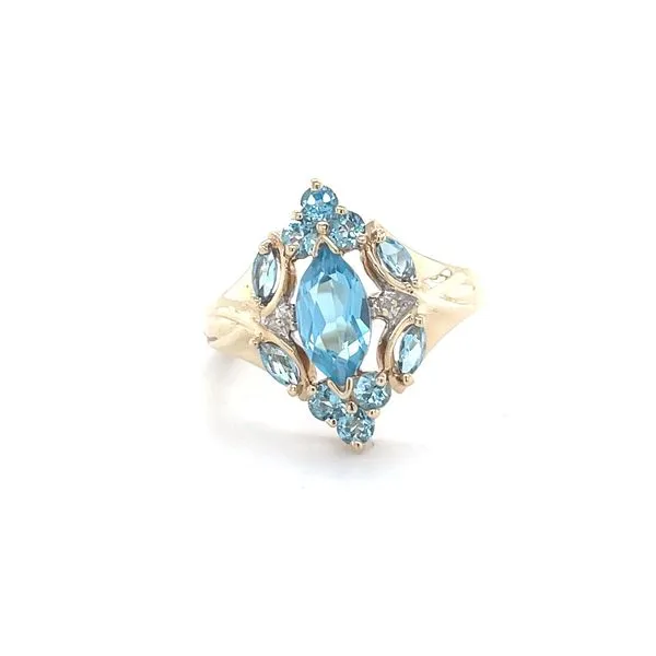10K Yellow Gold Estate Blue Topaz and Diamond Ring Minor Jewelry Inc. Nashville, TN