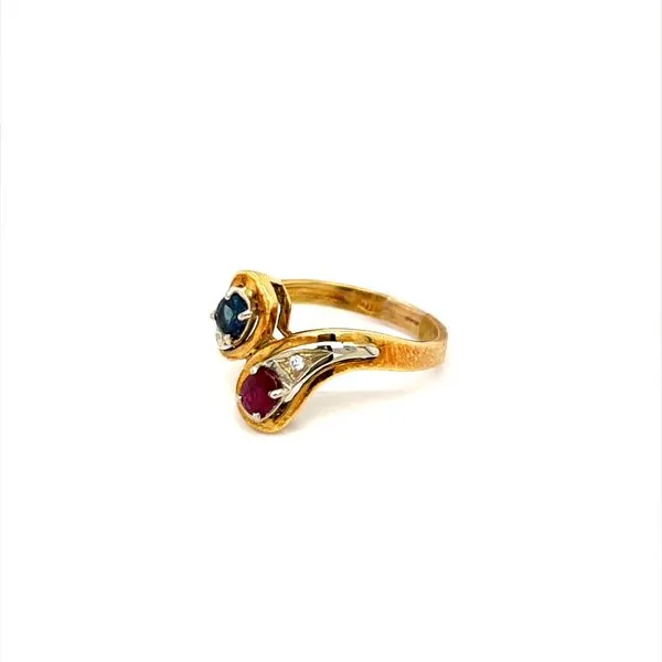 18K Yellow Gold Estate Ruby, Sapphire, and Diamond Ring Image 2 Minor Jewelry Inc. Nashville, TN