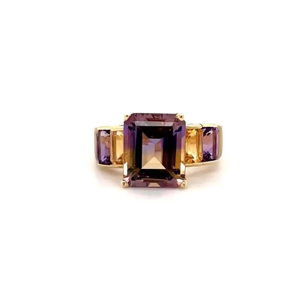 14K Yellow Gold Estate Amethyst, Ametrine, and Citrine Ring