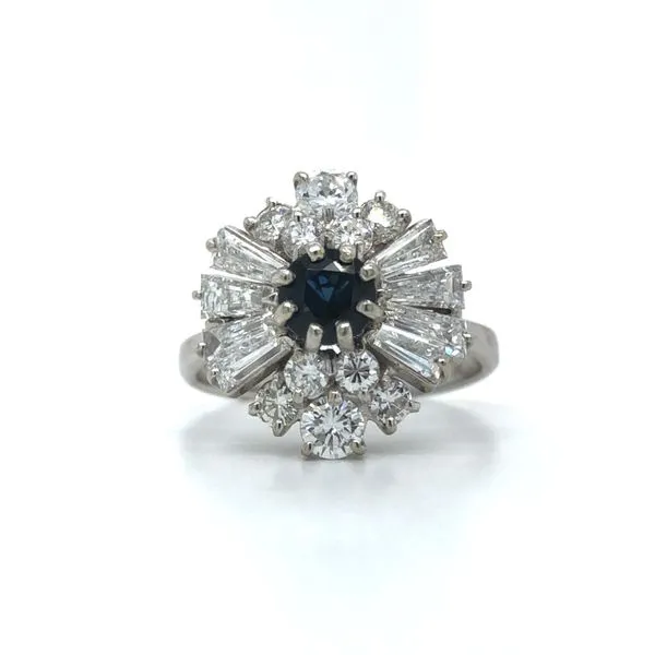 18K White Gold Estate Sapphire and Diamond Ballerina Ring Minor Jewelry Inc. Nashville, TN